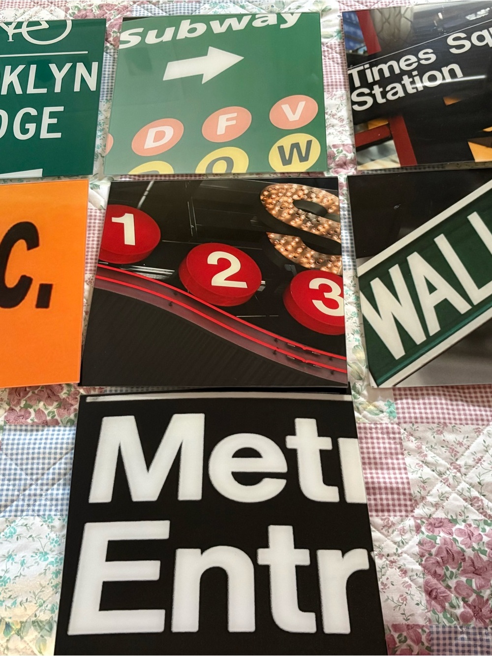 Subway Urban Signs Wall Art Poster - Green, Red, Black